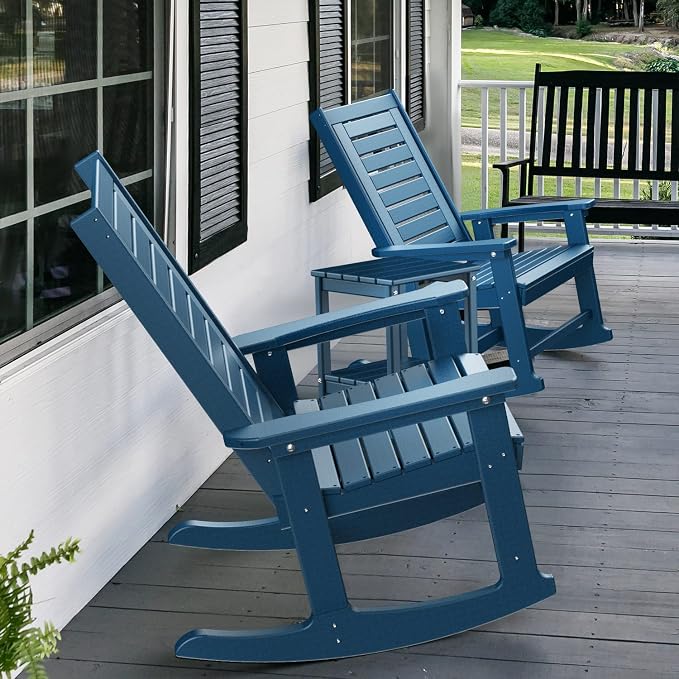 GREENVINES Outdoor Rocking Chairs | Set of 4 | Porch Rocker | HDPE Plastic | - Image 6