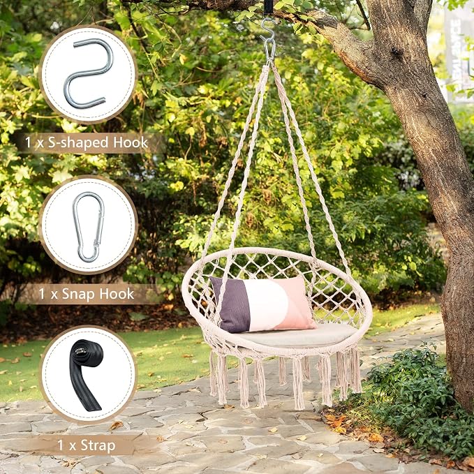 Giantex Hammock Chair Macrame Swing - Image 3
