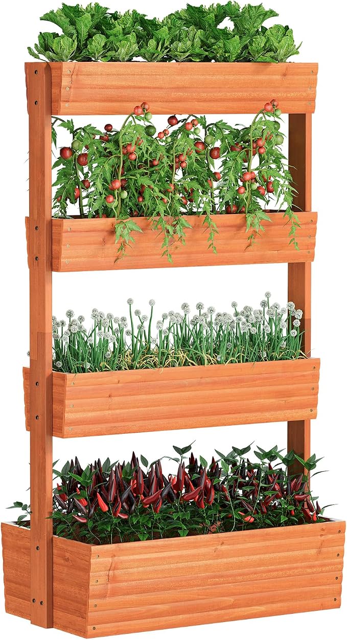 FILWH Wooden Raised Garden Bed Vertical Planter Box, Freestanding Plant Stand by FILWH