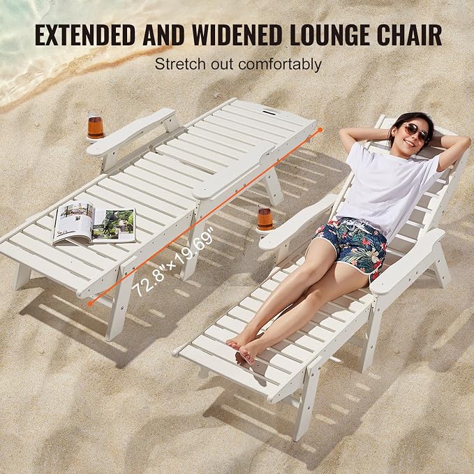 VEVOR Chaise Lounge Chair, 400 lbs Weight Capacity, 6 Positions Adjustable - Image 7