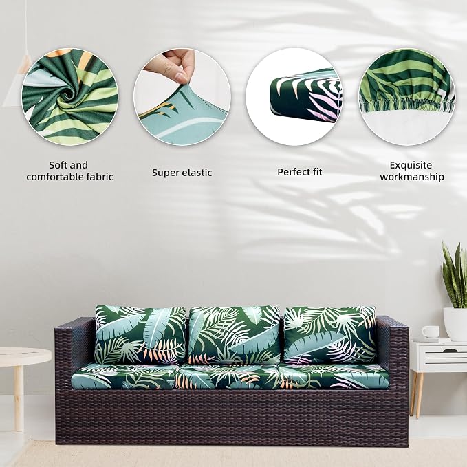8Pcs Stretch Patio Cushion Covers, Outdoor Couch Covers Replacement, Outdoor - Image 3