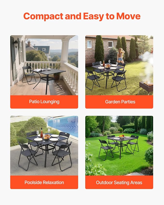 VEVOR Outdoor Patio Dining Table, 37 inch Square Metal Steel Slat Backyard - Image 7