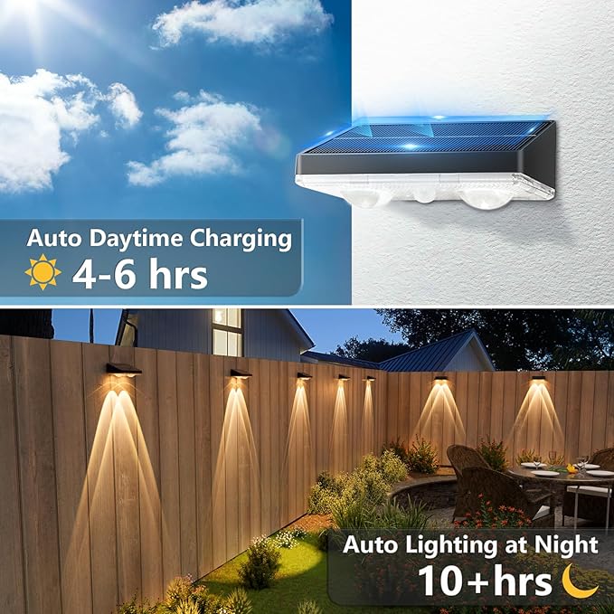 NIORSUN Solar Fence Lights, 8 Pack Solars Deck Light, Warm White Color - Image 3