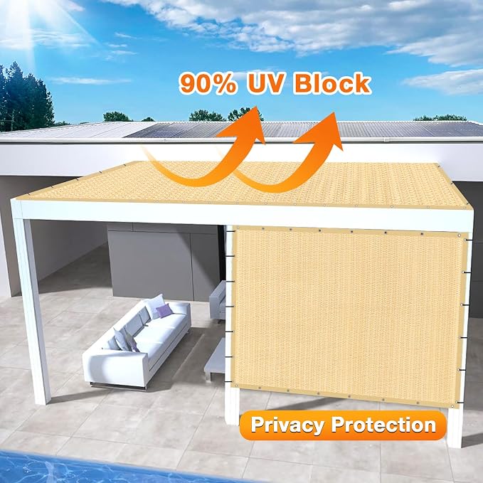 Artpuch Outdoor Pergola Shade Cover 12' X 12' Sun Shade Cloth - Image 3