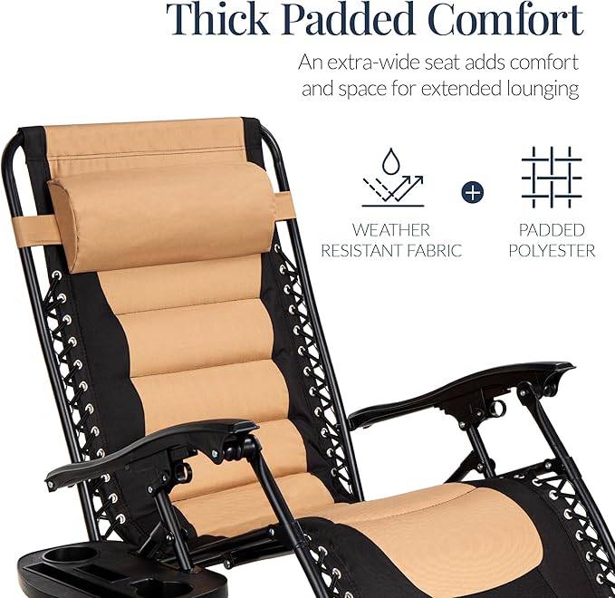 Best Choice Products Oversized Padded Zero Gravity Chair, Folding Outdoor Patio - Image 4