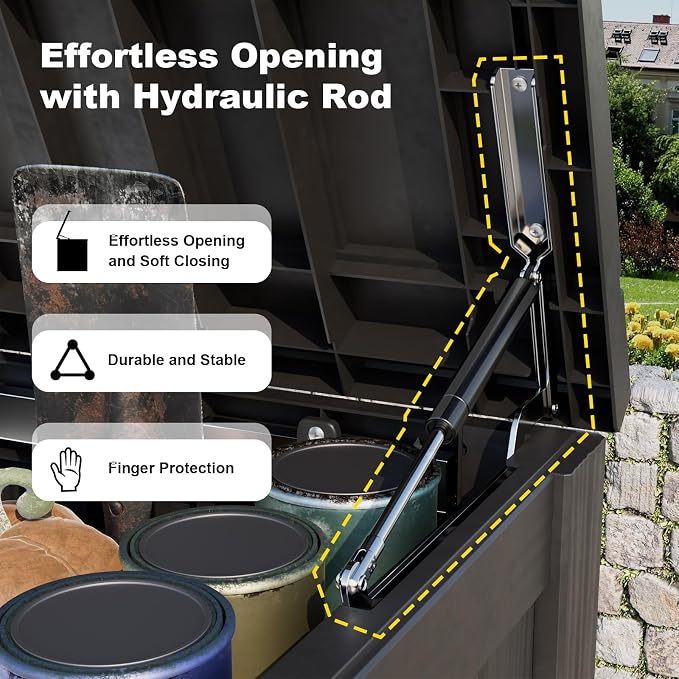 DRATO 150 Gallon Outdoor Storage Box, Large Waterproof Deck Box, Lockable Resin - Image 3