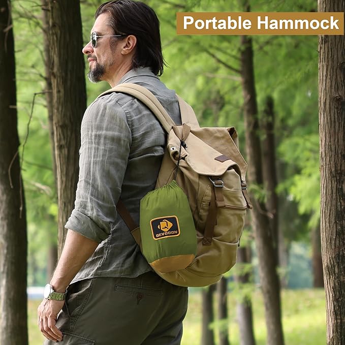 Camping Hammock with Net, Portable Lightweight Double Hammocks with Tree Straps - Image 6