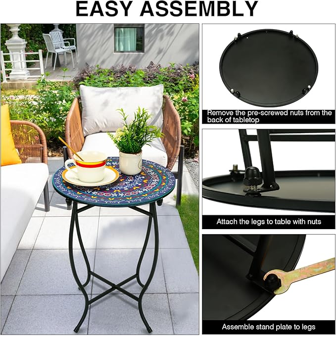 Fashion&cool Small Outdoor Side Table, Weather Resistant Metal Desk End Table - Image 7