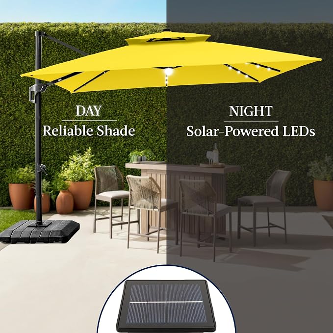 Best Choice Products 12x12ft LED Cantilever Patio Umbrella w/Base Included & - Image 6