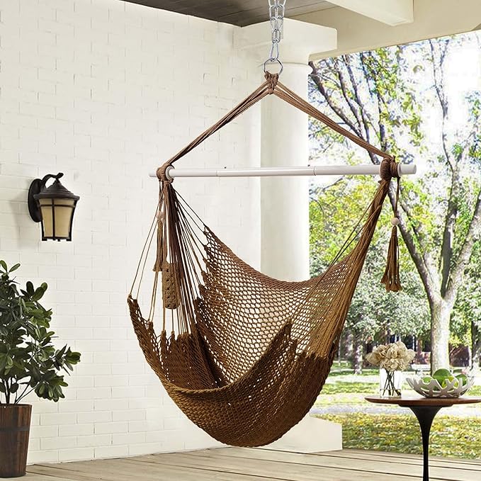 Lazy Daze Hammocks Chair Caribbean Hanging Rope Swing Chair, Soft-Spun Cotton - Image 3