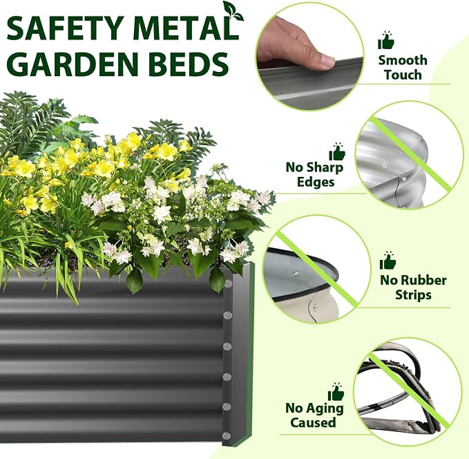 A ANLEOLIFE 6X3X1.5 ft Galvanized Raised Garden Beds Outdoor, Rectangular Metal - Image 5