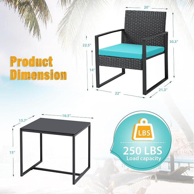 Flamaker Patio Set Outdoor Wicker Furniture, Modern Bistro Set - Image 6