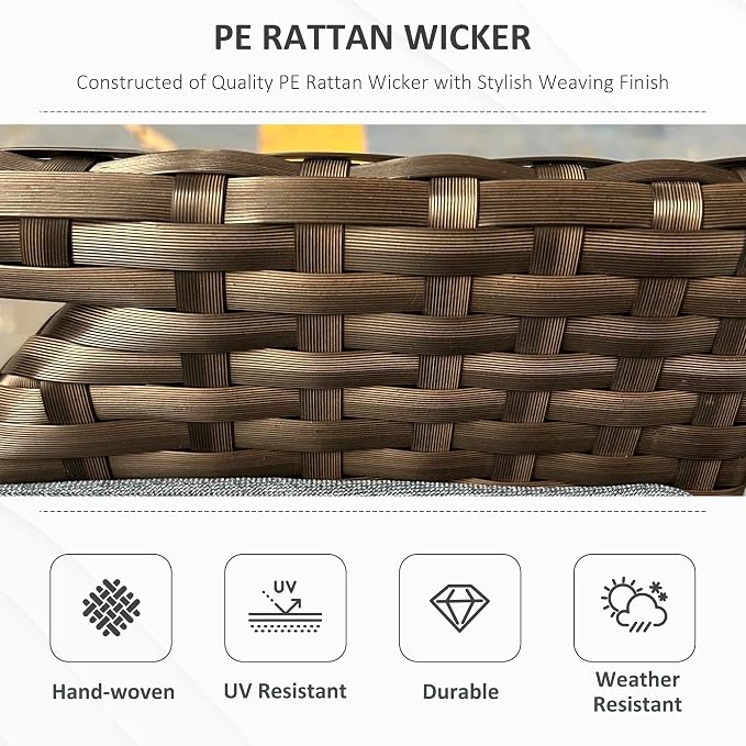 Outsunny 29 Gallon Patio Wicker Storage Bench, Outdoor PE Rattan Patio Furniture - Image 4