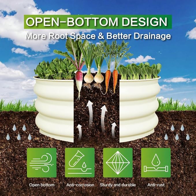 GARDMAX 2 Pack 2x2x1FT Galvanized Round Raised Garden Bed Kit, Metal Planter - Image 2