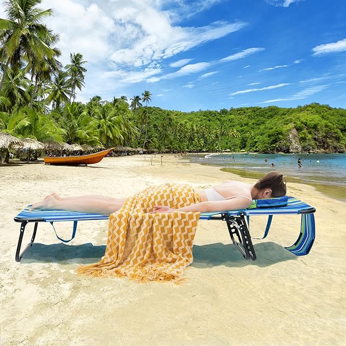 GYMAX Tanning Chair, 350lbs Beach Lounge Chair - Image 9