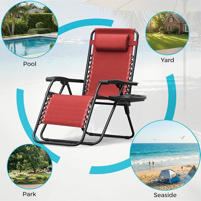 Homall Zero Gravity Chair Patio Folding Lawn Outdoor Lounge Gravity Camp - Image 7
