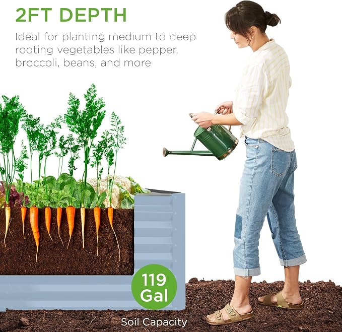 Best Choice Products 4x2x2ft Outdoor Metal Raised Garden Bed, Deep Root Box - Image 4