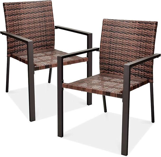 Best Choice Products Set of 2 Stackable Outdoor Wicker Dining Chairs by BestChoiceProducts