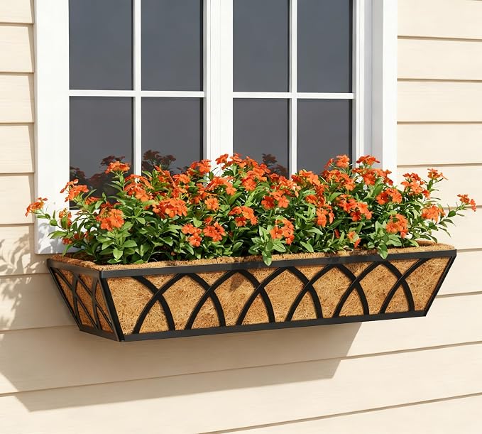 Y&M 24 Inch Fence Metal Hanging Flower Planter Window Basket Deck Railing - Image 6
