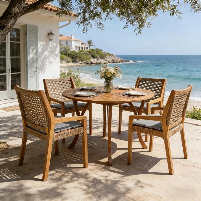 Christopher Knight Home Verle Wooden Patio Dining Set - Image 4