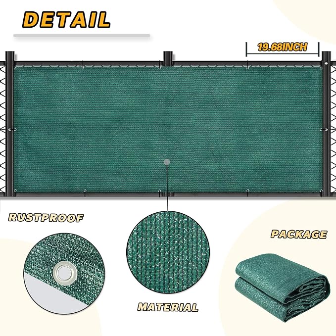 LOVE STORY 3'x10' Dark Green Balcony Screen Privacy Fence Cover UV Protection - Image 5
