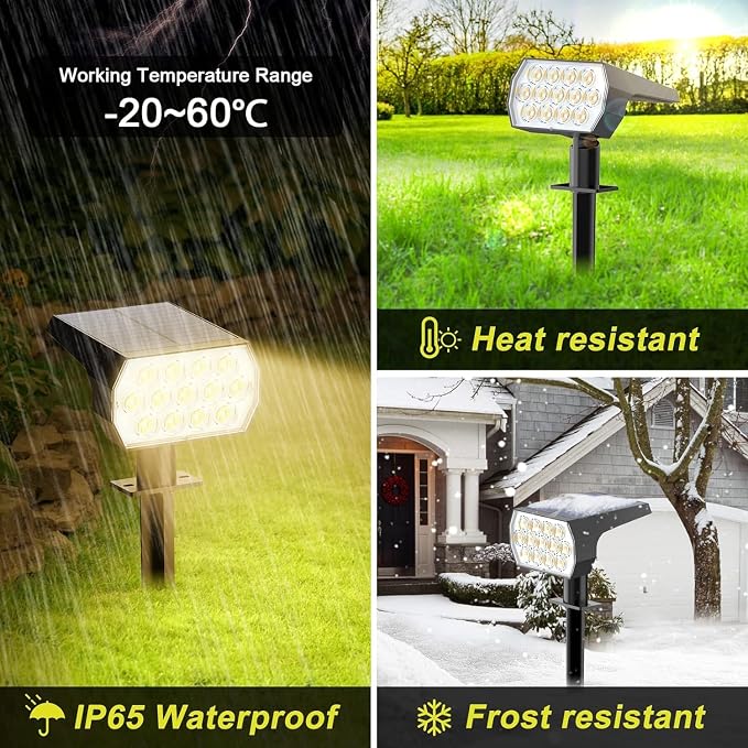 Solar Spot Lights Outdoor Waterproof IP65, 2-in-1 Solar Landscaping Spotlights - Image 6