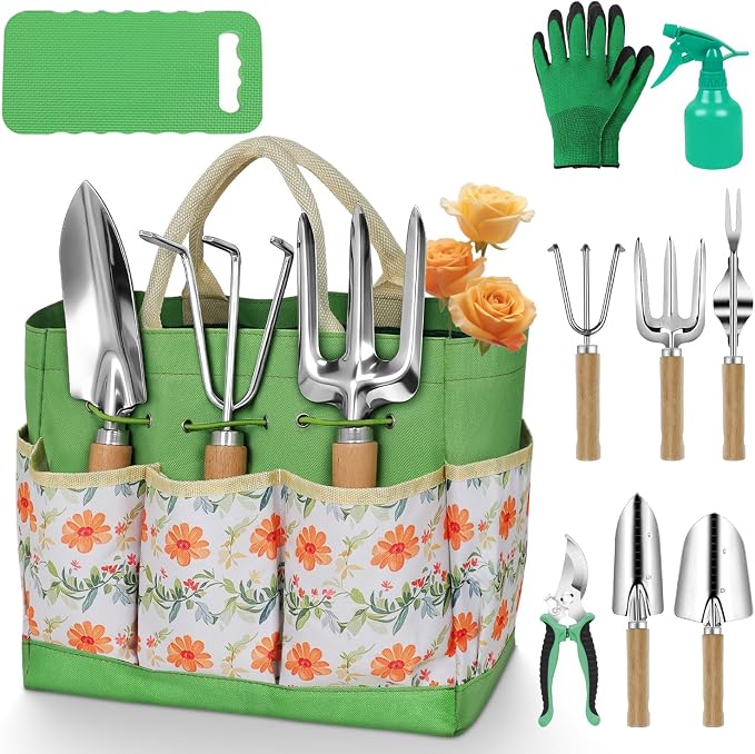 Gardening Tools 10-Piece Heavy Duty Stainless Steel Hand Tools by HoHaing