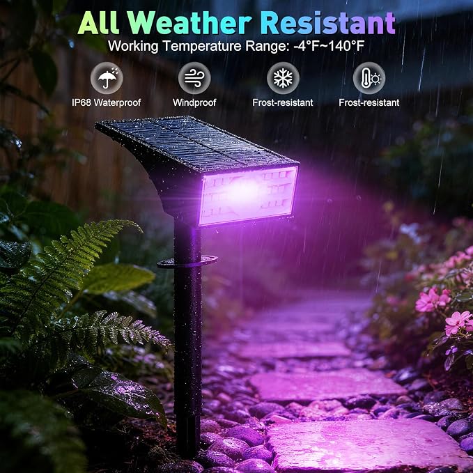 Solar Color Changing RGB Spot Lights Outdoor, 10 Pack/7 Lighting Modes - Image 6