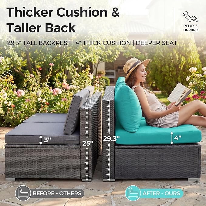 NICESOUL 8 People Outdoor Seating Furniture, 29.3'' High Back Comfortable - Image 6