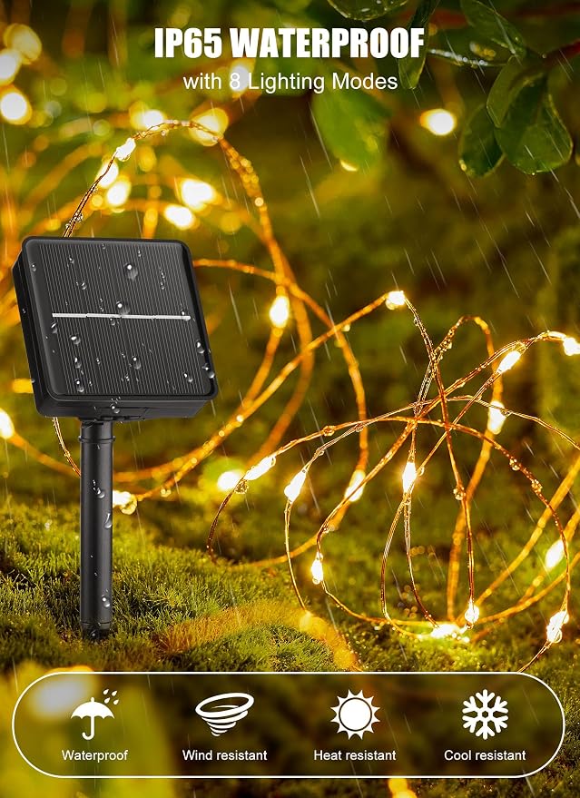 Brightown Outdoor Solar String Lights, 6 Pack 33Feet 100 Led Solar Powered - Image 2