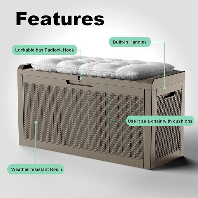 ROJIK Outdoor Storage Housing Deck Box, Waterproof Patio Furniture, Garden Tools - Image 7