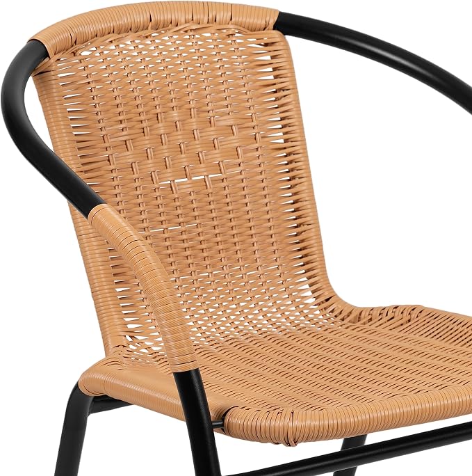 Flash Furniture Lila 2 Pack Beige Rattan Indoor-Outdoor Restaurant Stack Chair - Image 11