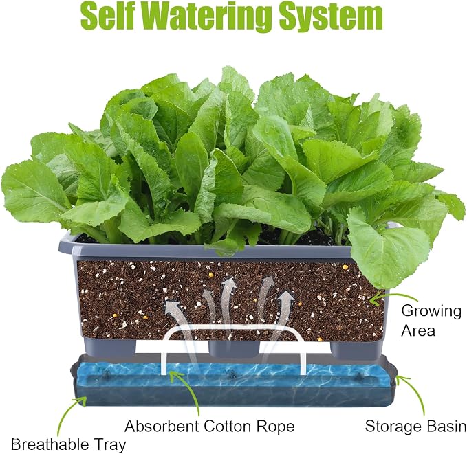 Window Box Planter 8 Pcs, 17 Inches Rectangle Flower Pots - Image 3