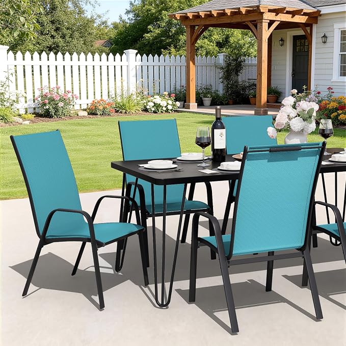 JEAREY Patio Dining Chairs Set of 4, Outdoor Stackable Dining Furniture Set - Image 4