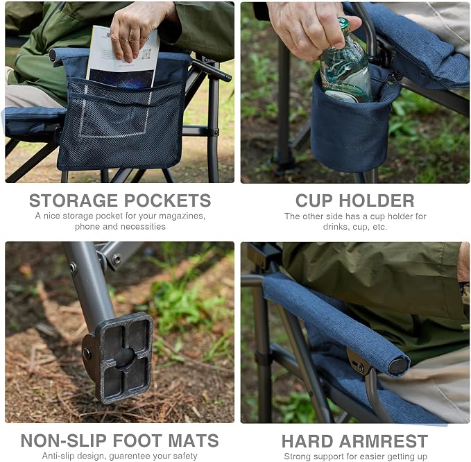 EVER ADVANCED Padded Oversized Folding Camping Chair - Image 5