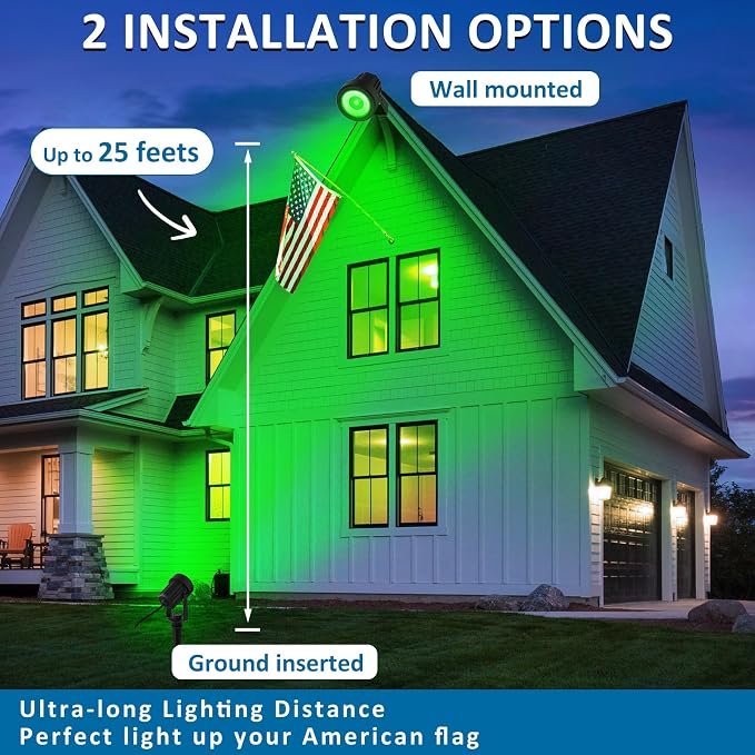 T-SUNUS Green Solar Spot Lights 2 Pack, Garden Landscape Spotlights Outdoor - Image 3