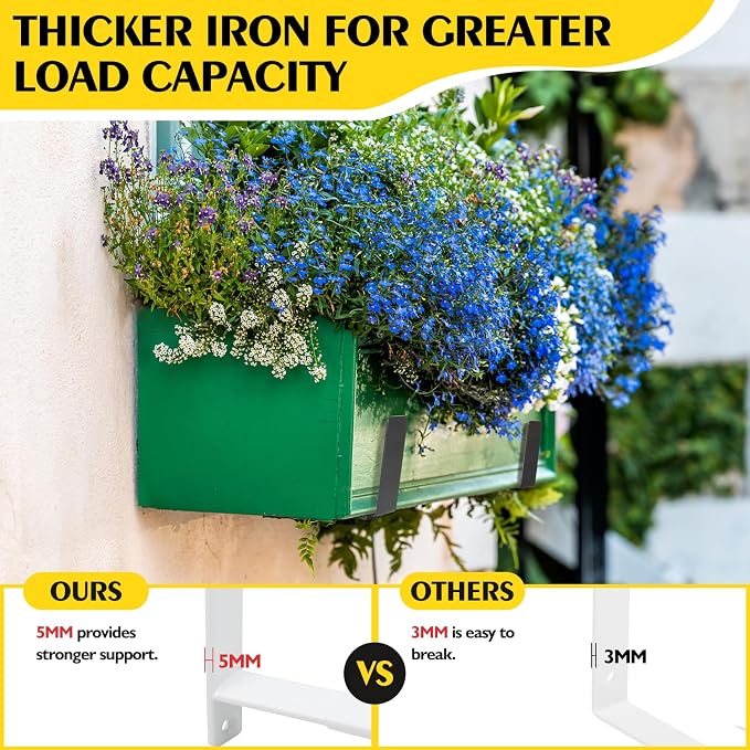 LukLoy Window Planter Box Brackets, 4 Pack Adjustable Heavy Duty Wall Mount - Image 3