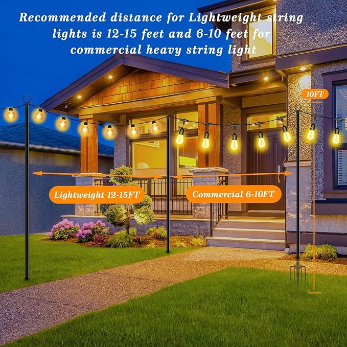 10 Pack String Light Poles, 10 Ft Light Poles - Image 6