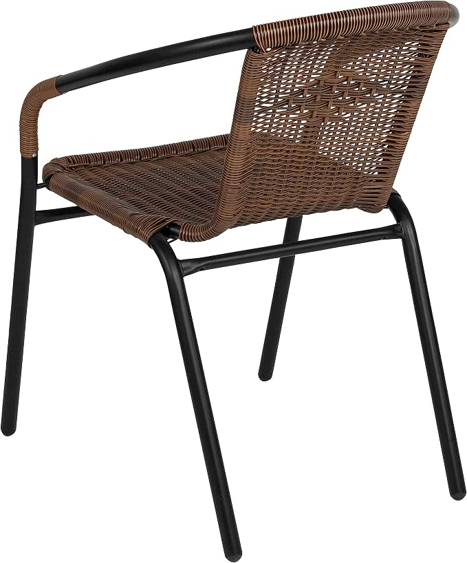 EMMA + OLIVER Set of 2 Modern Rattan Indoor/Outdoor Stack Chairs, Stacking - Image 9