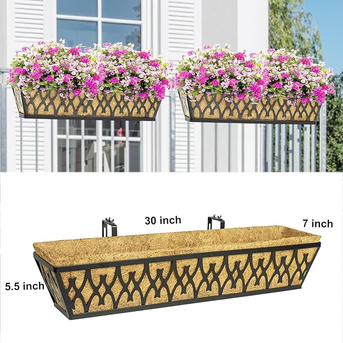 6 Pack 30 Inch Window Boxes Planters Railing Planter Box - Image 6
