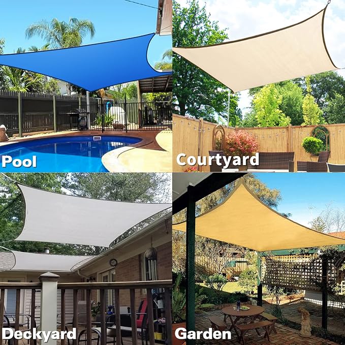 KANAGAWA Sun Shade Sail 16'x16' Gray Rectangle UV Block Canopy Cover - Image 7