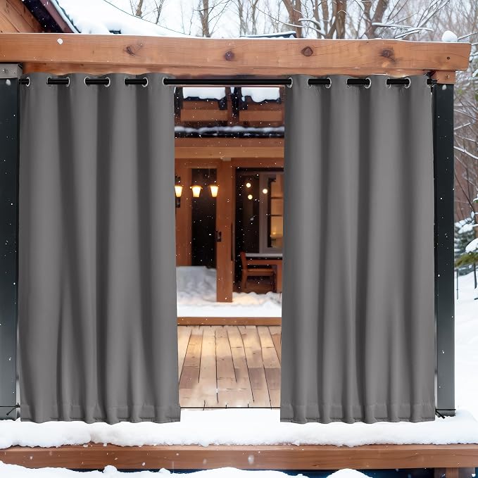 NICETOWN 2 Panels Outdoor Curtains Waterproof Grommet & Back Tab on Top & Bottom - Image 9
