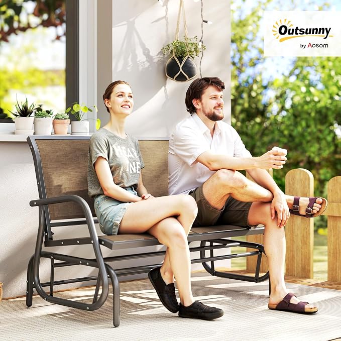 Outsunny 2-Person Outdoor Glider Bench, Patio Double Swing Rocking Chair - Image 2
