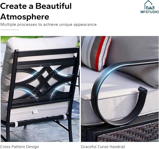 MFSTUDIO Patio Furniture Set, 2 Seat Outdoor Sectional Sofa Conversation Set - Image 5
