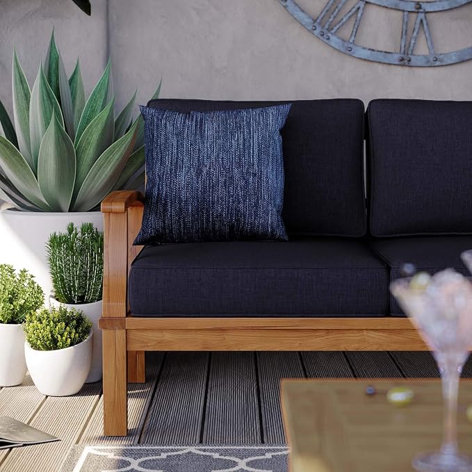 Modway EEI-4176-NAT-NAV Marina Patio Teak Sofa, Natural Navy - Image 9