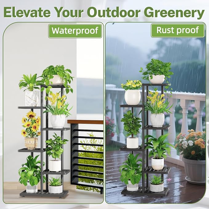 iDavosic.ly Plant Stand with Grow Light Indoor Outdoor, 5-Tier Tall Metal - Image 6