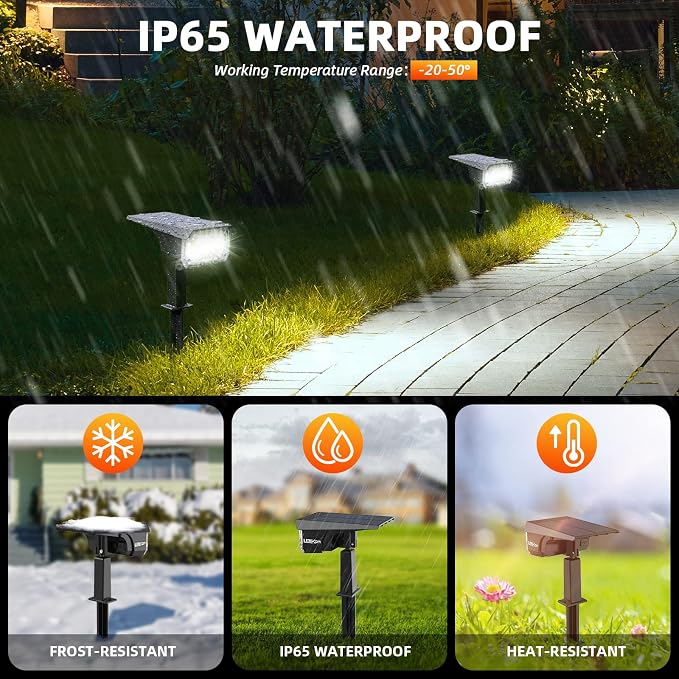 Solar Spot Lights Outdoor, 40 LEDs Solar Outdoor Waterproof Landscape Lights - Image 2