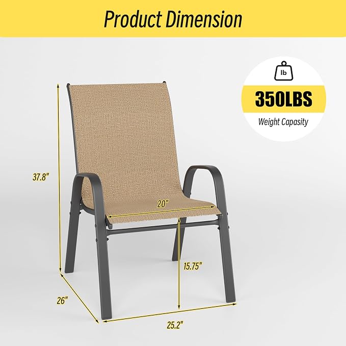 Betterhood Patio Chairs Set of 2, Stackable Outdoor Dining Chairs Set - Image 2