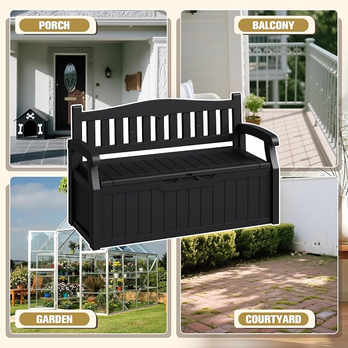 80-Gallon Outdoor Storage Bench, Waterproof Deck Box - Image 5