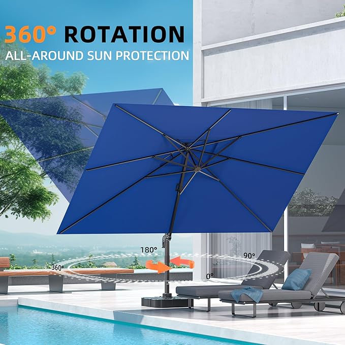 9' X 12' Cantilever Outdoor Patio Umbrellas Double Top Large Rectangle Umbrella - Image 5